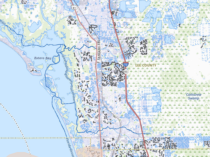 Radar-estimated hail-size map of the storm over Bonita Springs, FL on Jul 14, 2026