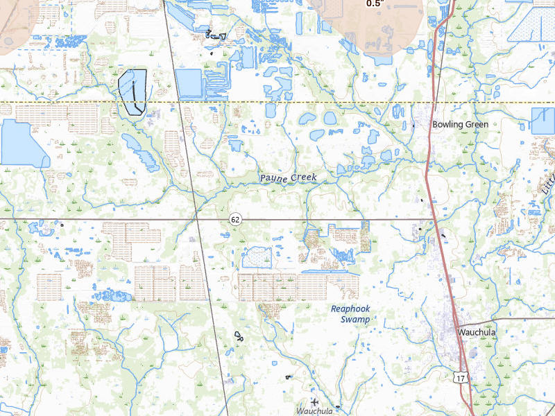 Radar-estimated hail-size map of the storm over Bowling Green, FL on Jul 10, 2026