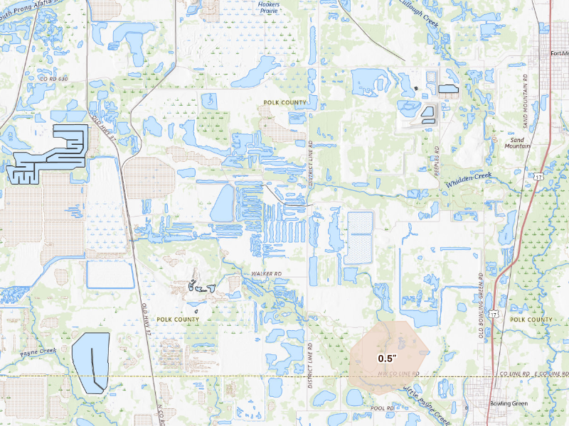 Radar-estimated hail-size map of the storm over Bowling Green, FL