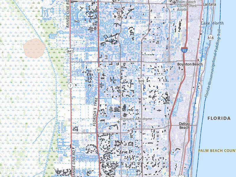 Radar-estimated hail-size map of the storm over Boynton Beach, FL on Jun 20, 2026