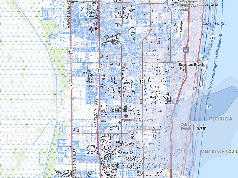 NEXRAD radar-signature map of the hail storm over Boynton Beach, FL on Jul 26, 2026
