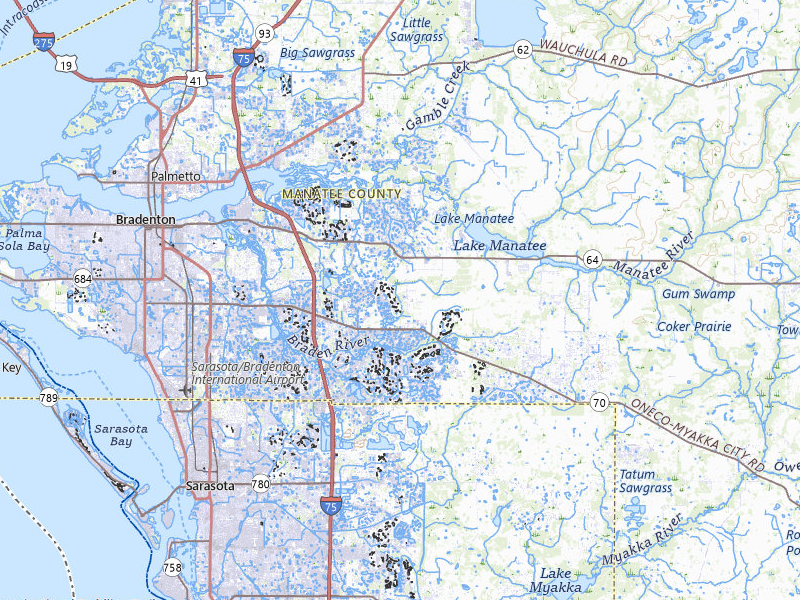 Radar-estimated hail-size map of the storm over Bradenton, FL on Jul 26, 2026