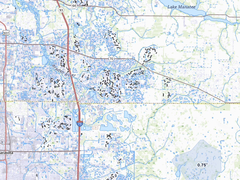 NEXRAD radar-signature map of the hail storm over Bradenton, FL on Aug 11, 2026