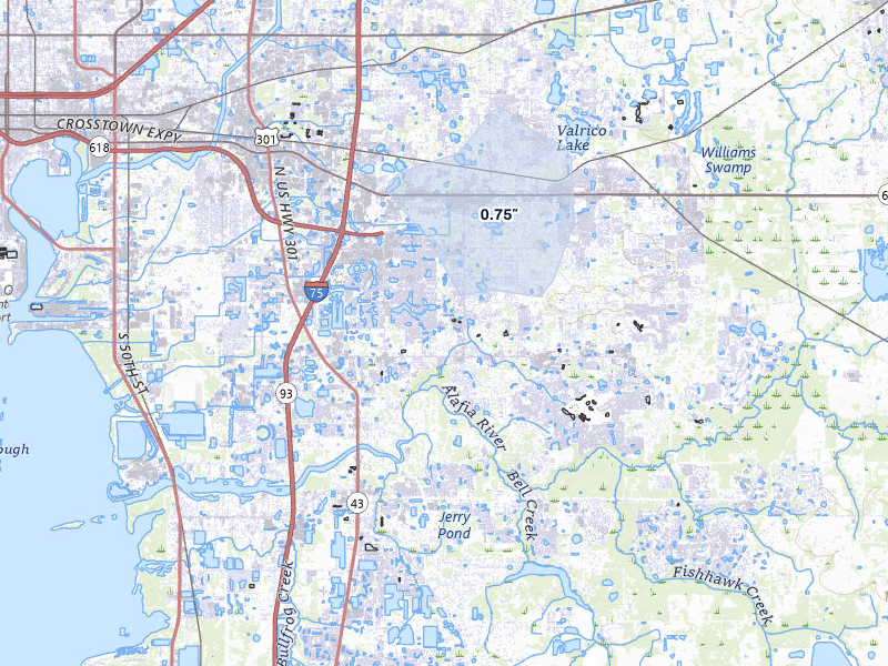 NEXRAD radar-signature map of the hail storm over Brandon, FL on Jun 26, 2026