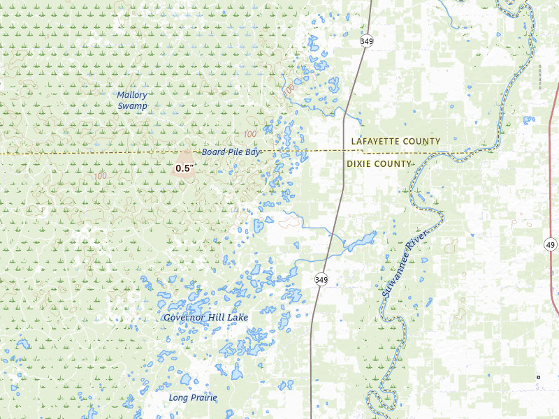 Radar-estimated hail-size map of the storm over Branford, FL on Aug 10, 2026
