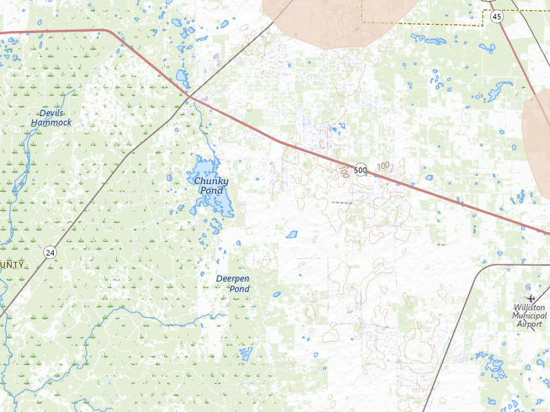Radar-estimated hail-size map of the storm over Bronson, FL on Jul 17, 2026