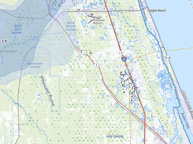 NEXRAD radar-signature map of the hail storm over Bunnell, FL on Mar 16, 2026