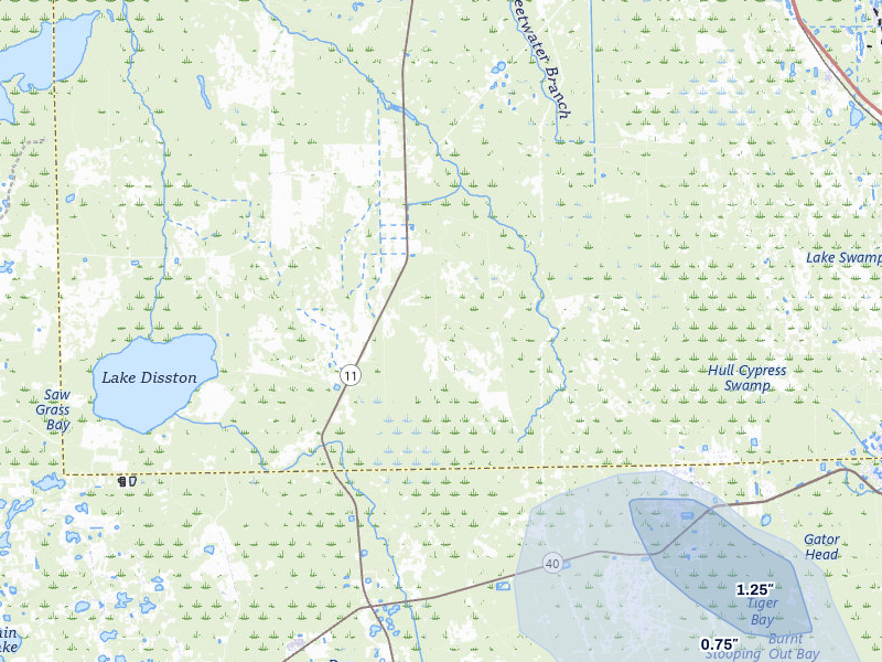 NEXRAD radar-signature map of the hail storm over Bunnell, FL on May 28, 2026