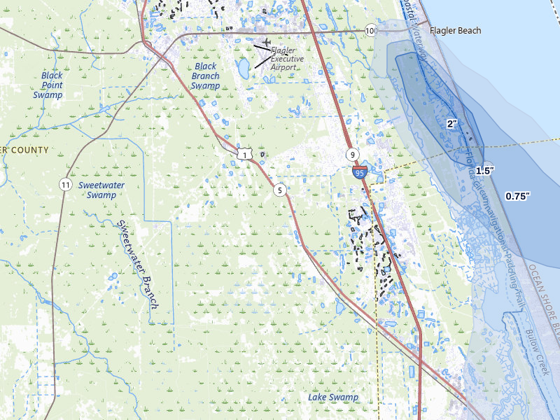 NEXRAD radar-signature map of the hail over Bunnell, FL