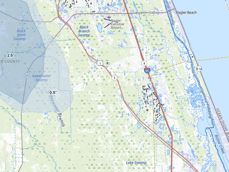 NEXRAD radar-signature map of the hail storm over Bunnell, FL on Jun 26, 2026
