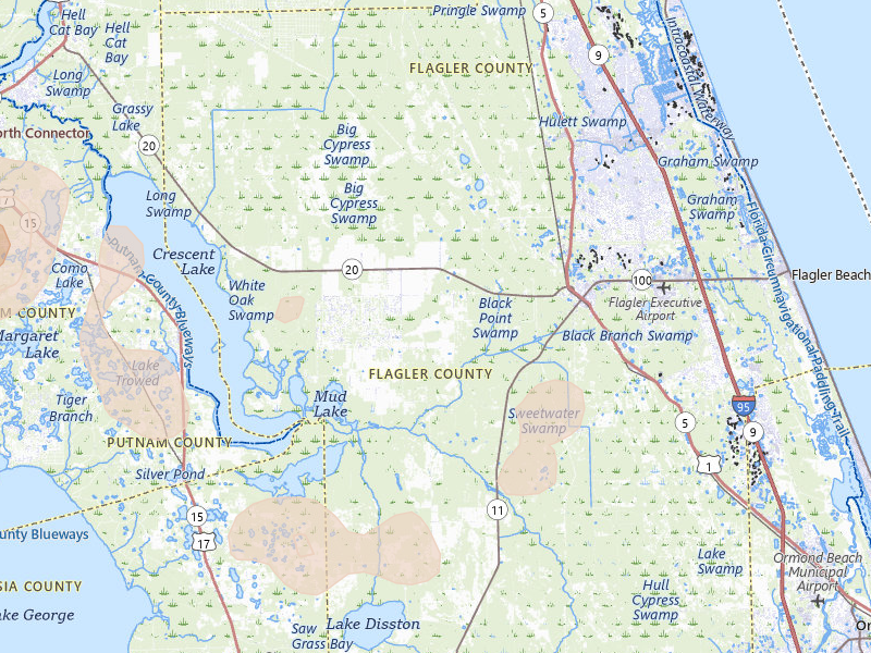 Radar-estimated hail-size map of the storm over Bunnell, FL on Aug 18, 2026
