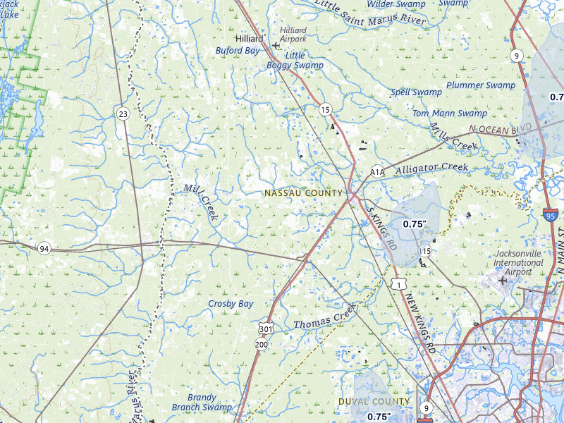 NEXRAD radar-signature map of the hail storm over Callahan, FL on Jul 25, 2026