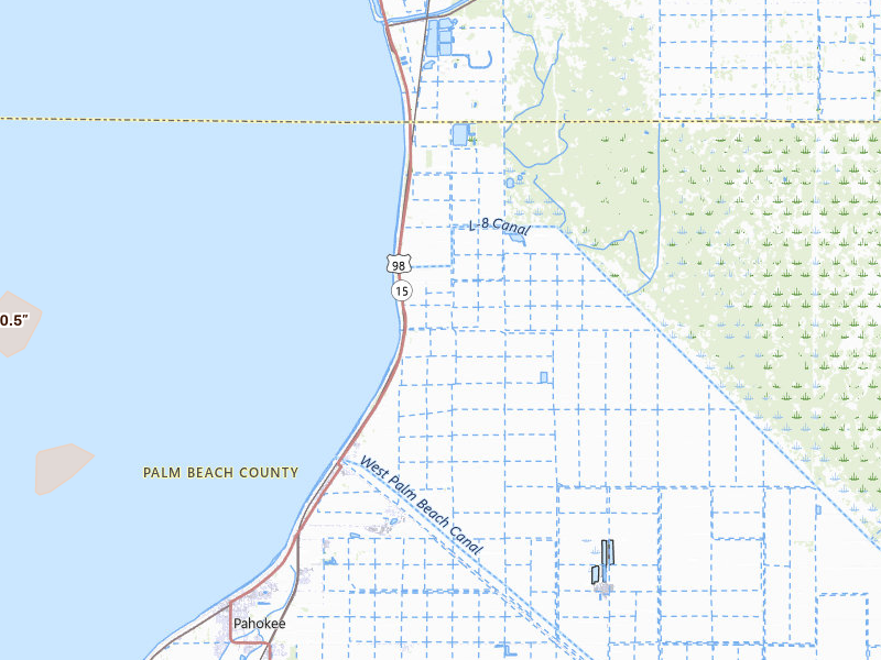 Radar-estimated hail-size map of the storm over Canal Point, FL on Mar 16, 2026