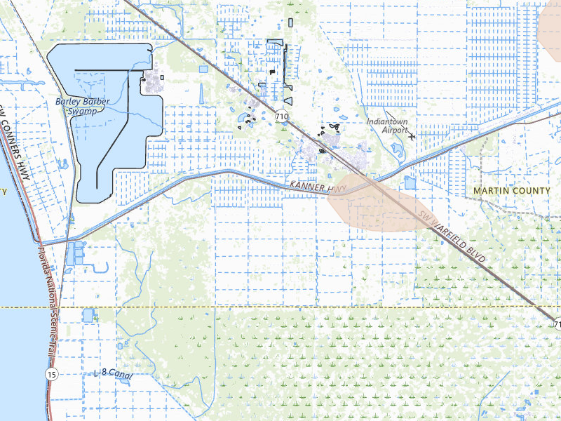 Radar-estimated hail-size map of the storm over Canal Point, FL on Jun 22, 2026