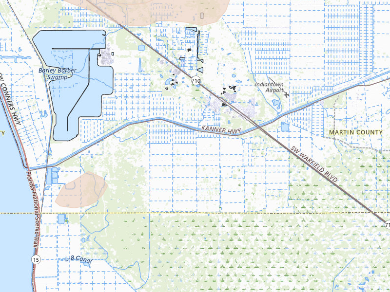 Radar-estimated hail-size map of the storm over Canal Point, FL on Jul 10, 2026