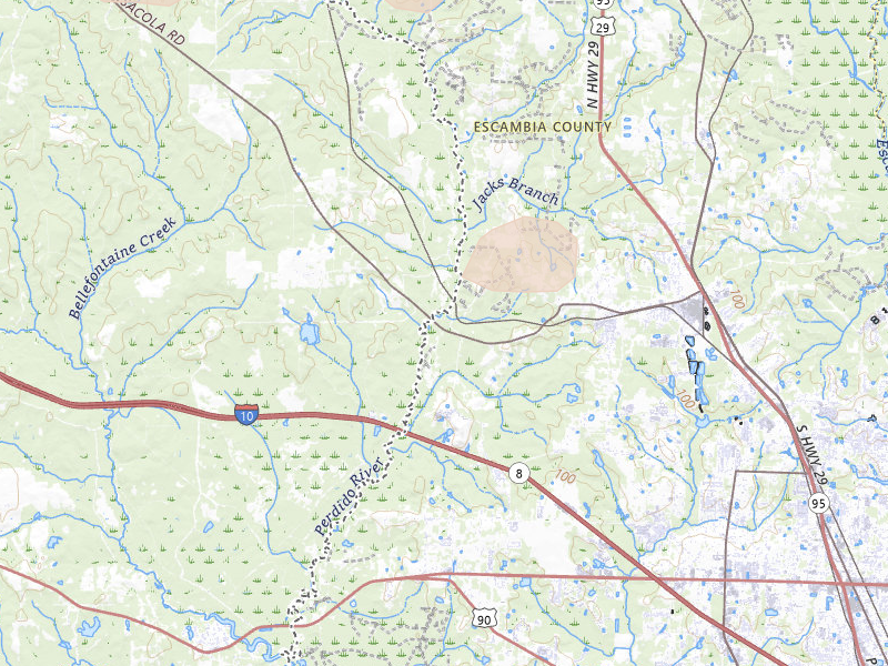 Radar-estimated hail-size map of the storm over Cantonment, FL on Jun 30, 2026