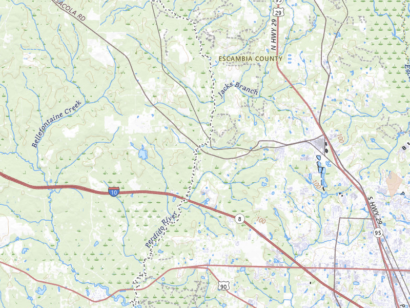Radar-estimated hail-size map of the storm over Cantonment, FL on Jul 30, 2026