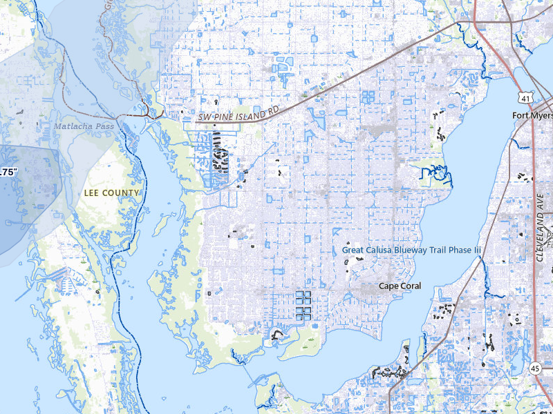 NEXRAD radar-signature map of the hail storm over Cape Coral, FL on May 18, 2026
