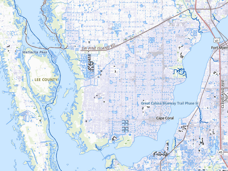 Radar-estimated hail-size map of the storm over Cape Coral, FL on Jul 10, 2026