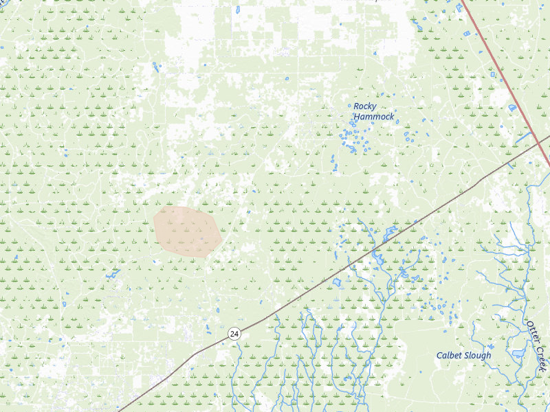 Radar-estimated hail-size map of the storm over Cedar Key, FL on Aug 29, 2026