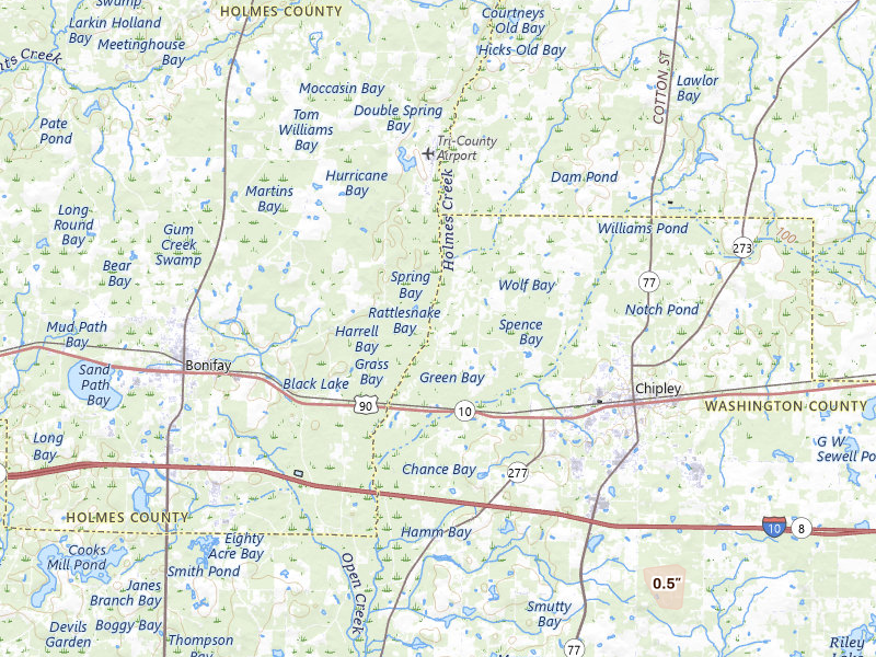 Radar-estimated hail-size map of the storm over Chipley, FL on Apr 4, 2026