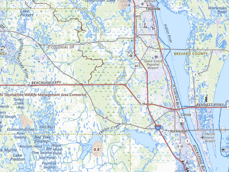Radar-estimated hail-size map of the storm over Christmas, FL on Mar 15, 2026