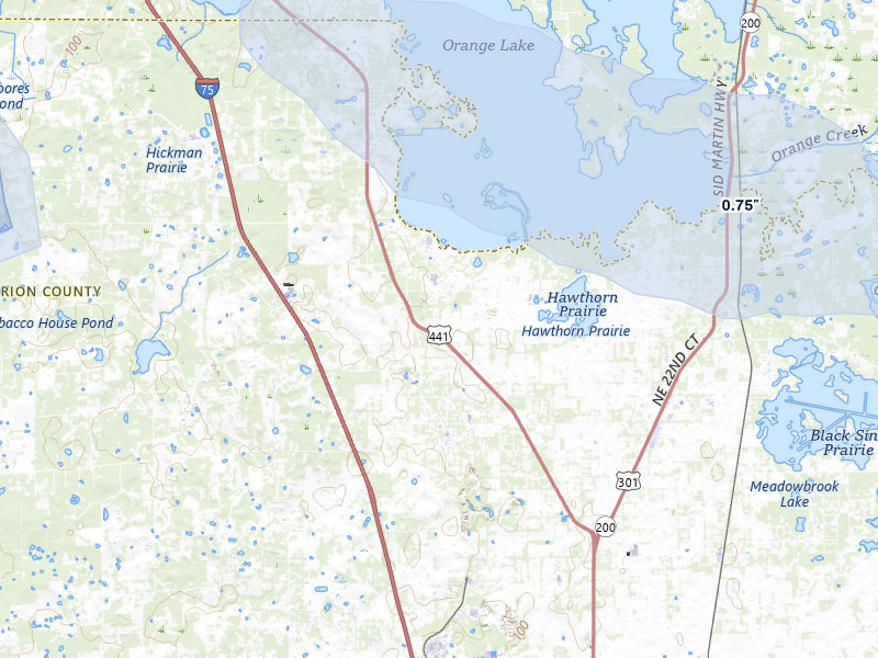 NEXRAD radar-signature map of the hail storm over Citra, FL on Jul 29, 2026
