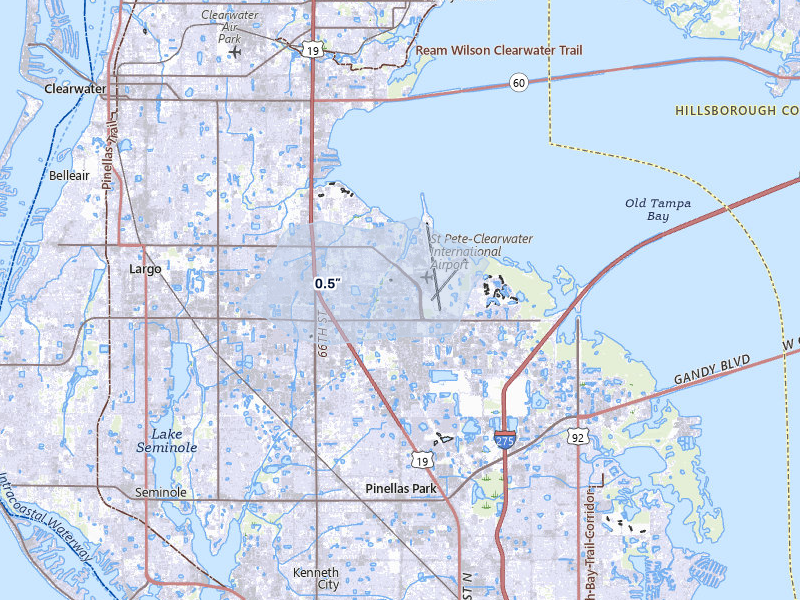 NEXRAD radar-signature map of the hail storm over Clearwater, FL on May 17, 2026