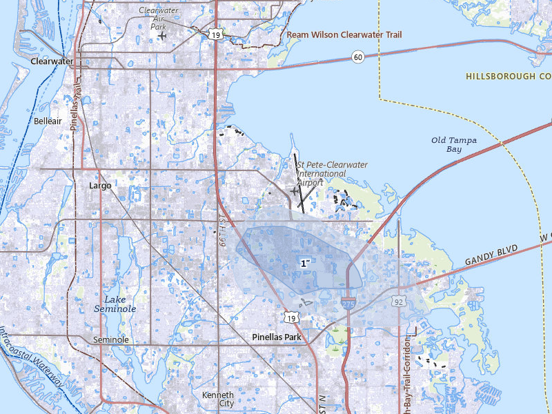 NEXRAD radar-signature map of the hail storm over Clearwater, FL on Jun 26, 2026