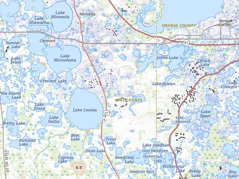 Radar-estimated hail-size map of the storm over Clermont, FL