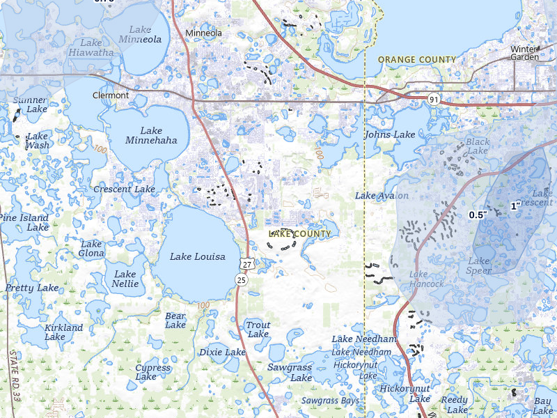 NEXRAD radar-signature map of the hail storm over Clermont, FL on Jun 30, 2026