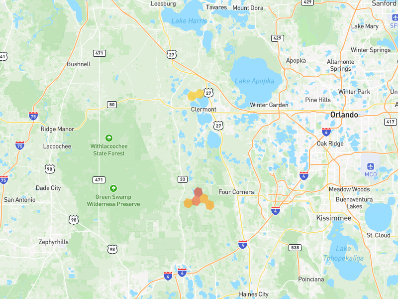 Hail map of Clermont, FL on Jun 30, 2026, hail up to 2"