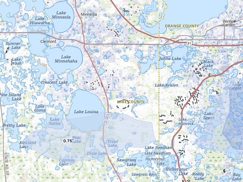 NEXRAD radar-signature map of the hail storm over Clermont, FL on Jul 5, 2026