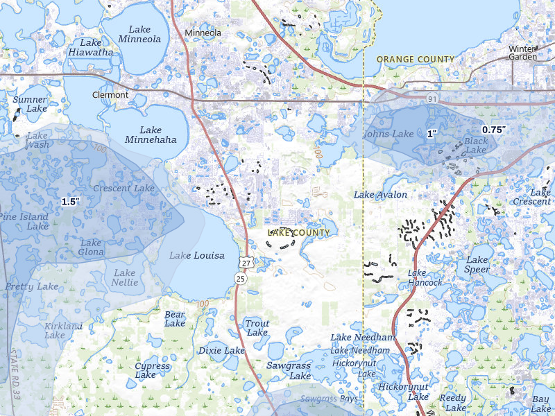 NEXRAD radar-signature map of the hail storm over Clermont, FL on Aug 26, 2026