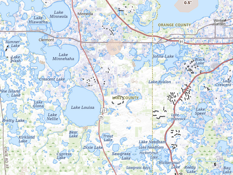 Radar-estimated hail-size map of the storm over Clermont, FL