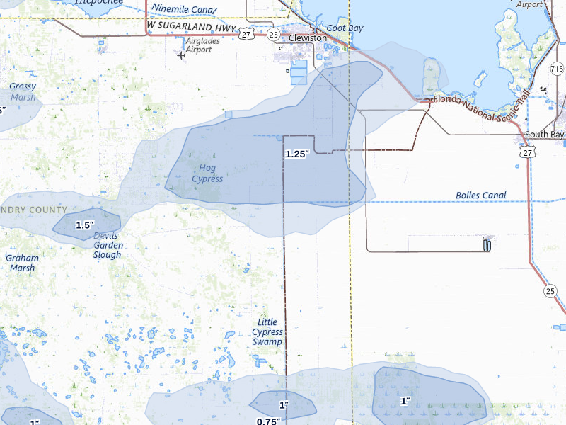 NEXRAD radar-signature map of the hail storm over Clewiston, FL on Jul 10, 2026