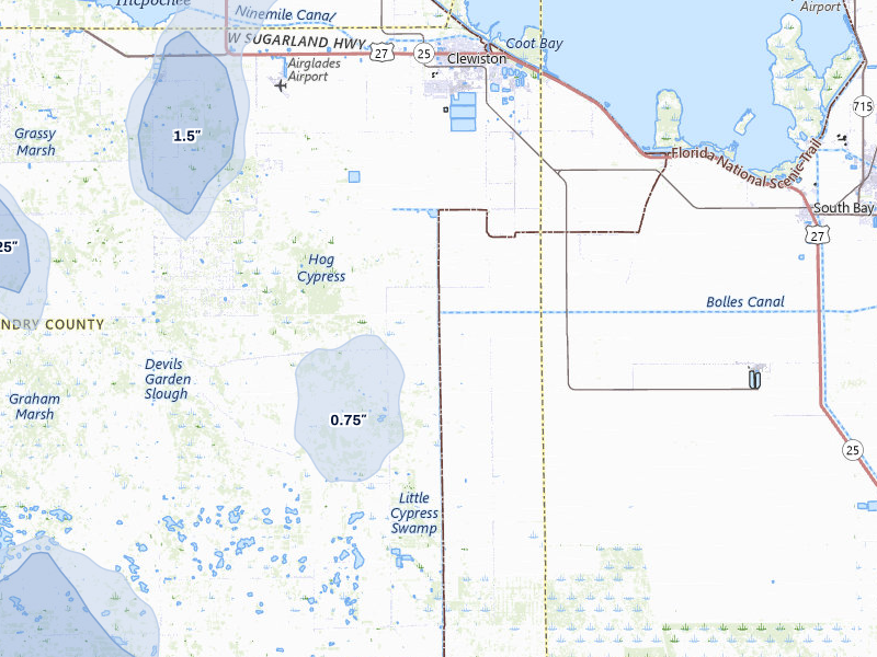 NEXRAD radar-signature map of the hail storm over Clewiston, FL on Jul 26, 2026