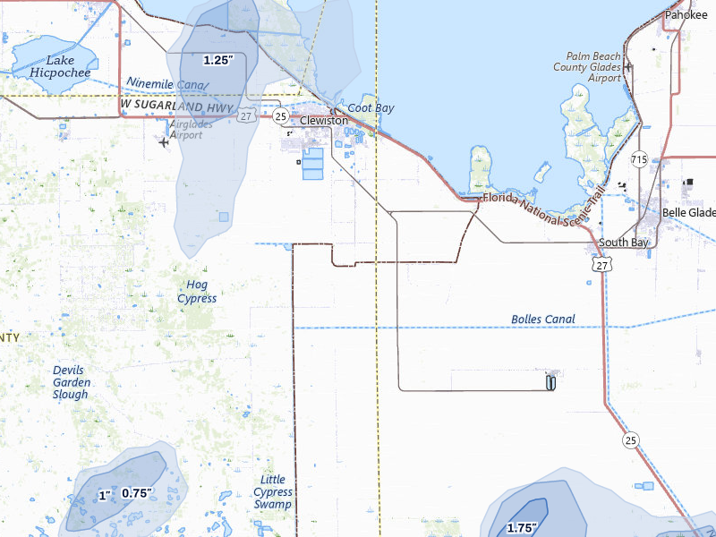 NEXRAD radar-signature map of the hail storm over Clewiston, FL on Aug 12, 2026