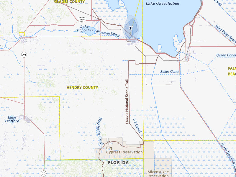 NEXRAD radar-signature map of the hail storm over Clewiston, FL on Aug 22, 2026