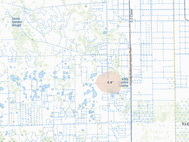 Radar-estimated hail-size map of the storm over Clewiston, FL