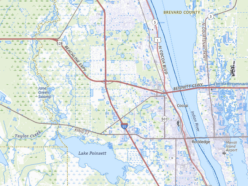 Radar-estimated hail-size map of the storm over Cocoa, FL on Jul 28, 2026
