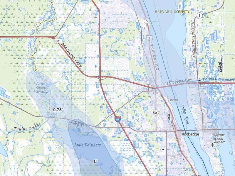NEXRAD radar-signature map of the hail storm over Cocoa, FL on Sep 5, 2026