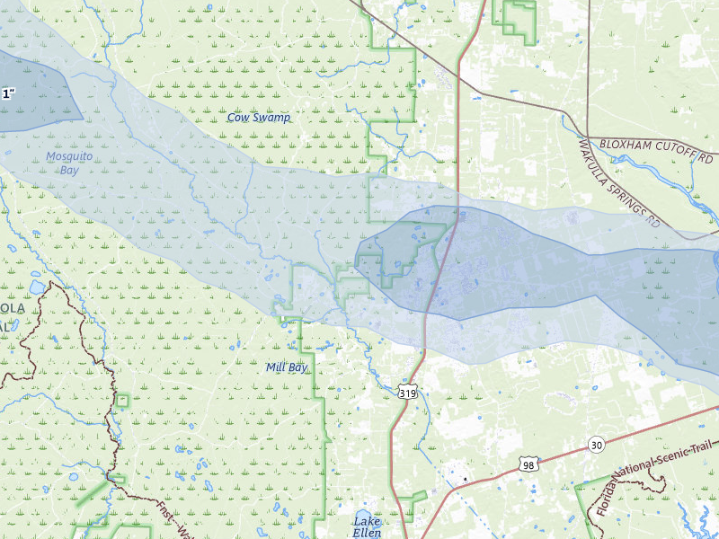 NEXRAD radar-signature map of the hail storm over Crawfordville, FL on Jul 30, 2026
