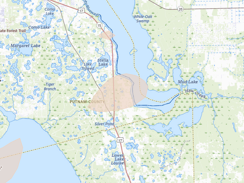 Radar-estimated hail-size map of the storm over Crescent City, FL on Mar 15, 2026