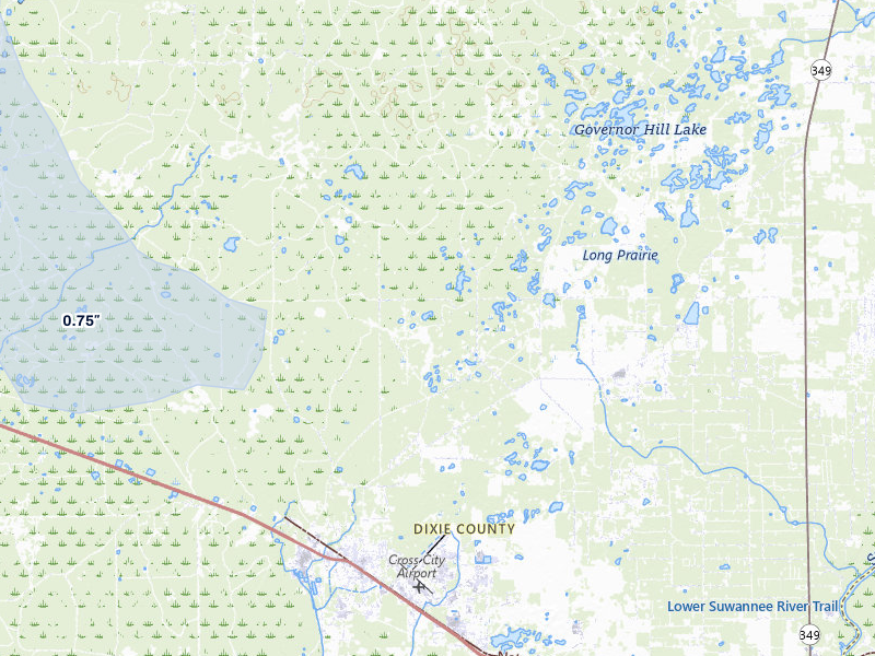 NEXRAD radar-signature map of the hail storm over Cross City, FL on May 17, 2026