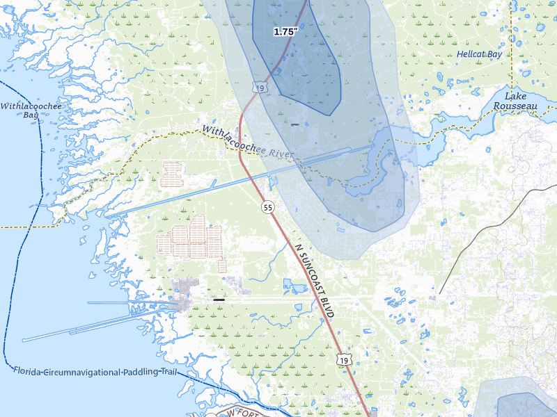 NEXRAD radar-signature map of the hail storm over Crystal River, FL on May 17, 2026