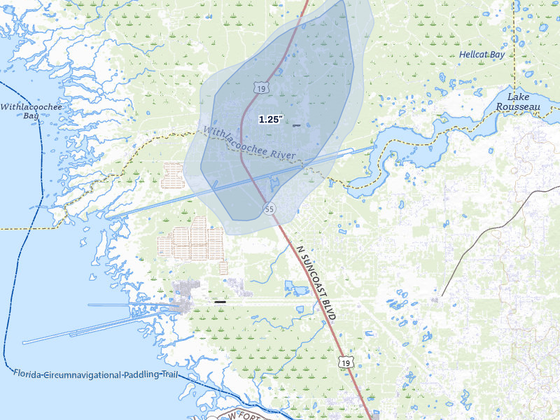 NEXRAD radar-signature map of the hail storm over Crystal River, FL on Jun 30, 2026