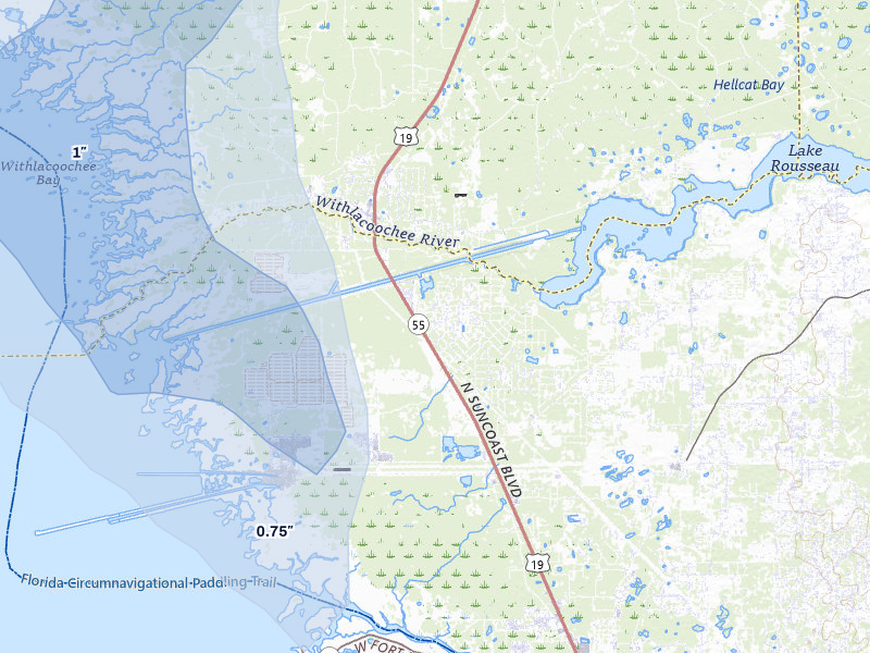 NEXRAD radar-signature map of the hail storm over Crystal River, FL on Jul 27, 2026