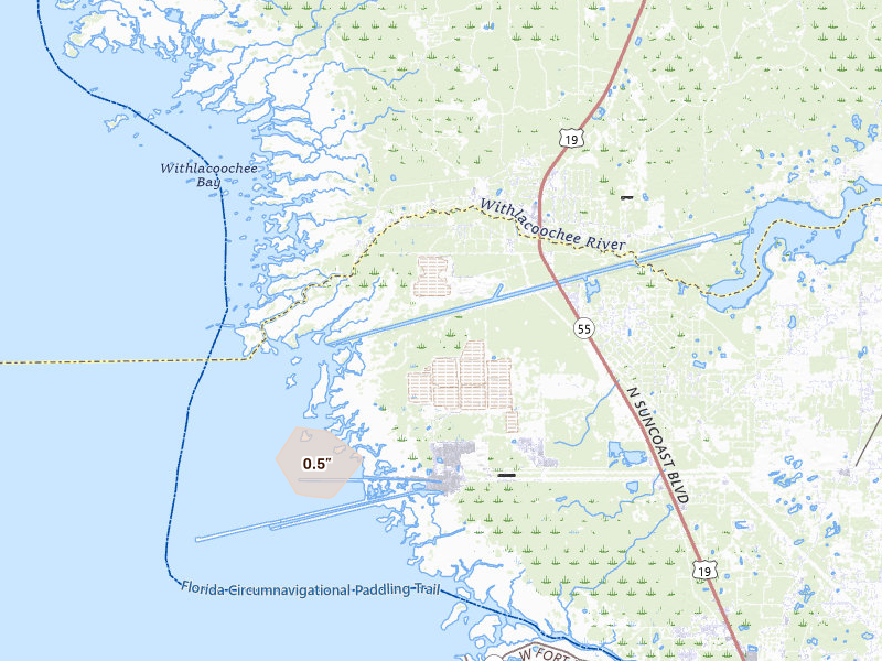 Radar-estimated hail-size map of the storm over Crystal River, FL on Aug 29, 2026