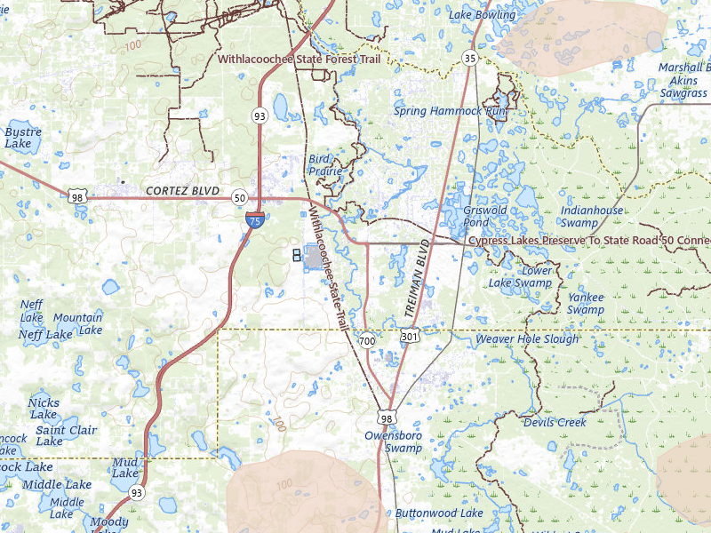 Radar-estimated hail-size map of the storm over Dade City, FL on Jun 24, 2026